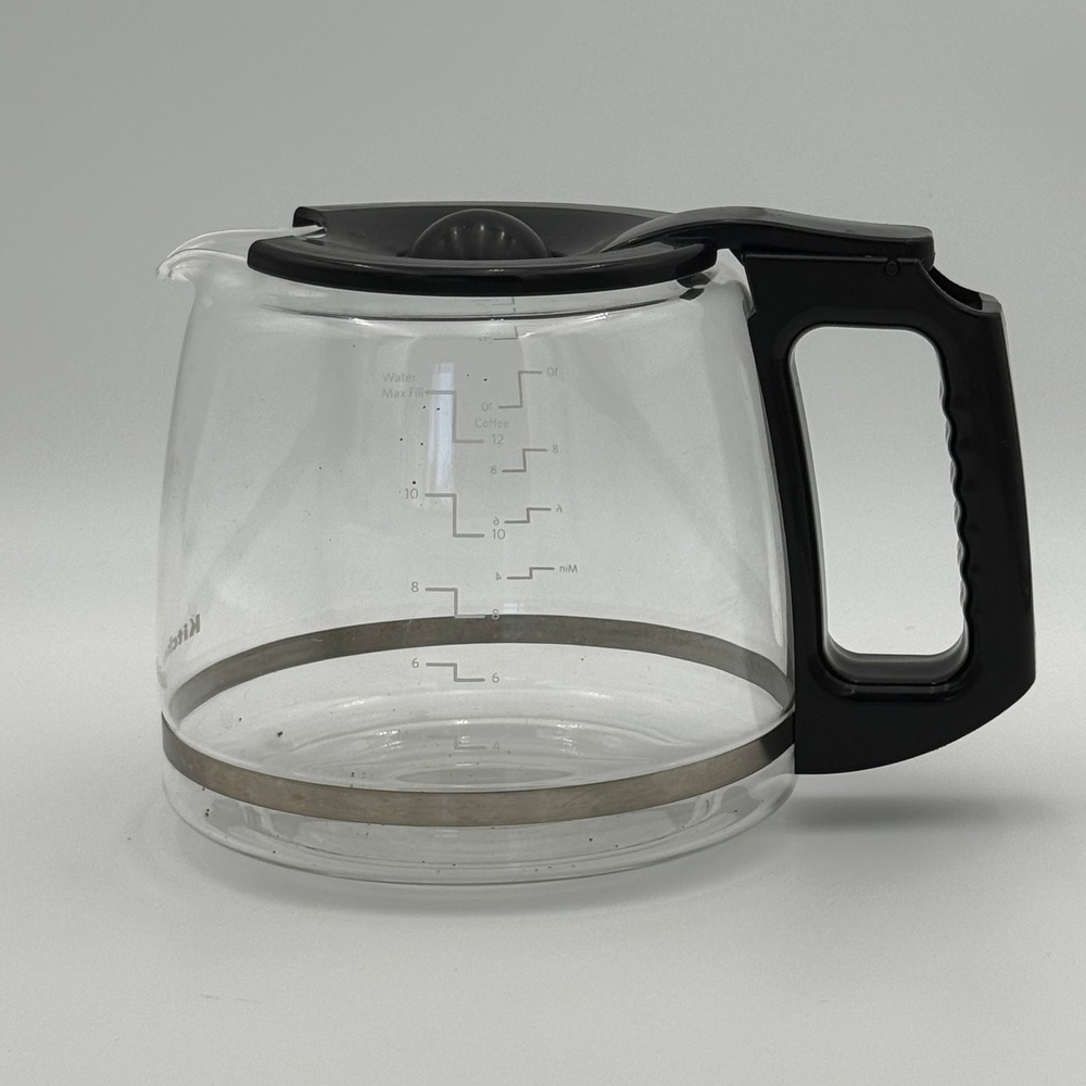 KitchenAid 12 Cup Glass Coffee Carafe Replacement Black Handle Lid Clear Glass - Picture 2 of 7